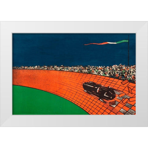Racing Italy White Modern Wood Framed Art Print by Vintage Apple Collection