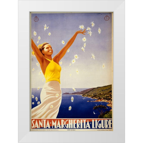 Santa Margherita Ligure White Modern Wood Framed Art Print by Vintage Apple Collection
