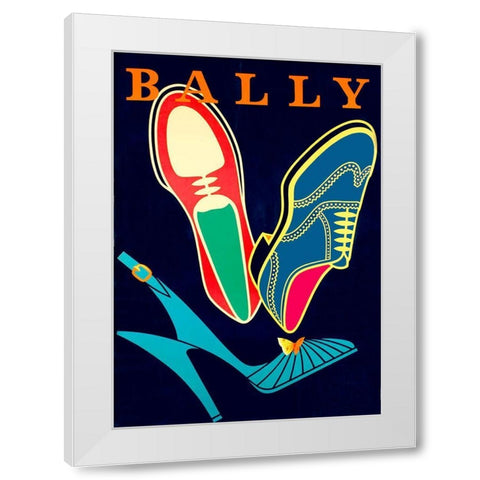 Shoes Advert White Modern Wood Framed Art Print by Vintage Apple Collection
