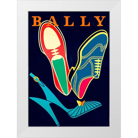 Shoes Advert White Modern Wood Framed Art Print by Vintage Apple Collection