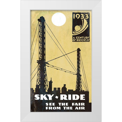 Skyride Yellow White Modern Wood Framed Art Print by Vintage Apple Collection