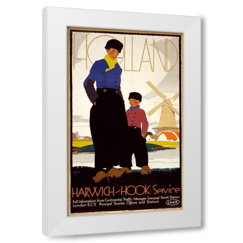 Travel Holland White Modern Wood Framed Art Print by Vintage Apple Collection