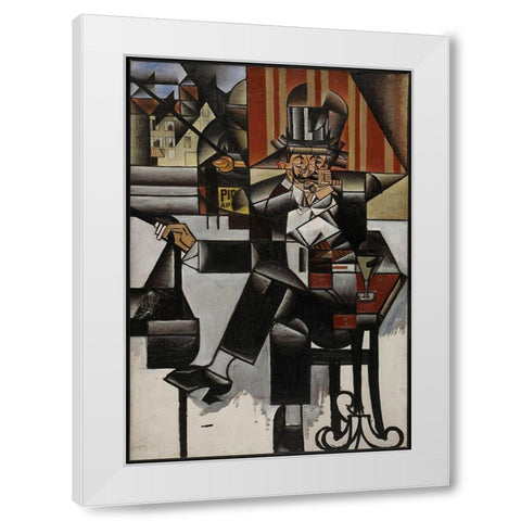 Un Homme Au Cafe Juan Gris White Modern Wood Framed Art Print by Vintage Apple Collection