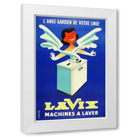 Washing Machine White Modern Wood Framed Art Print by Vintage Apple Collection