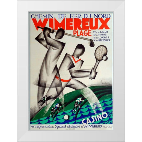 Wimereaux White Modern Wood Framed Art Print by Vintage Apple Collection