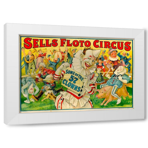 Sells Circus White Modern Wood Framed Art Print by Vintage Apple Collection