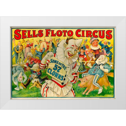 Sells Circus White Modern Wood Framed Art Print by Vintage Apple Collection