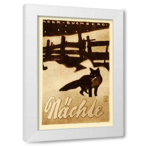 fox nite White Modern Wood Framed Art Print by Vintage Apple Collection