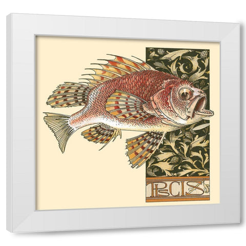 Seder Fish White Modern Wood Framed Art Print by Vintage Apple Collection