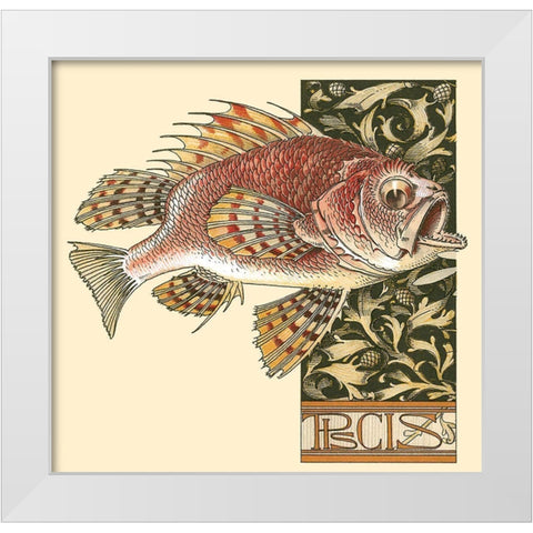 Seder Fish White Modern Wood Framed Art Print by Vintage Apple Collection