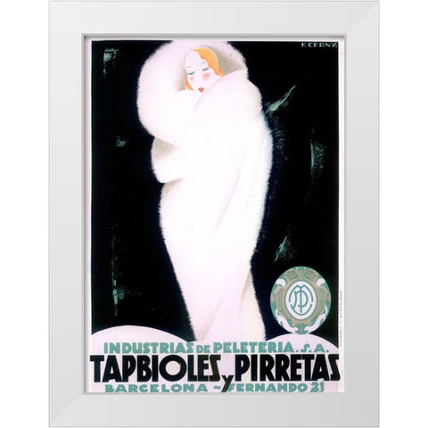 Art Deco Fur White Modern Wood Framed Art Print by Vintage Apple Collection