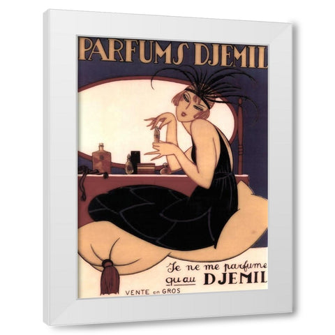 Art Deco Girl White Modern Wood Framed Art Print by Vintage Apple Collection