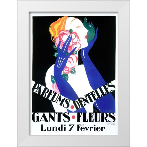 Art Deco Parfum White Modern Wood Framed Art Print by Vintage Apple Collection