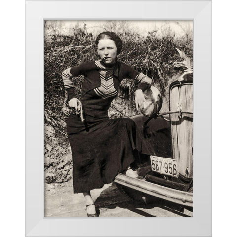 Bonnie Parker White Modern Wood Framed Art Print by Vintage Apple Collection