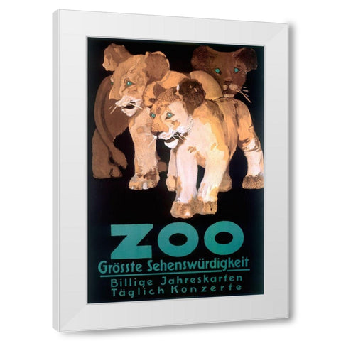 Cub Zoo White Modern Wood Framed Art Print by Vintage Apple Collection