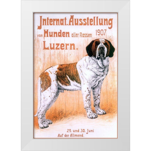 German Dog White Modern Wood Framed Art Print by Vintage Apple Collection