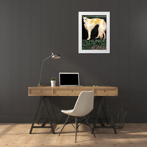 German Hound Dog White Modern Wood Framed Art Print by Vintage Apple Collection