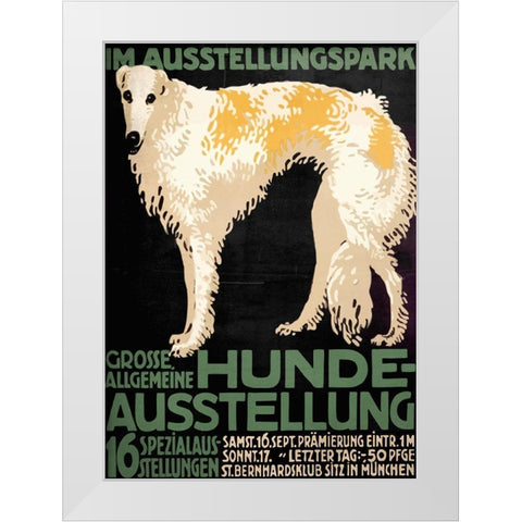 German Hound Dog White Modern Wood Framed Art Print by Vintage Apple Collection