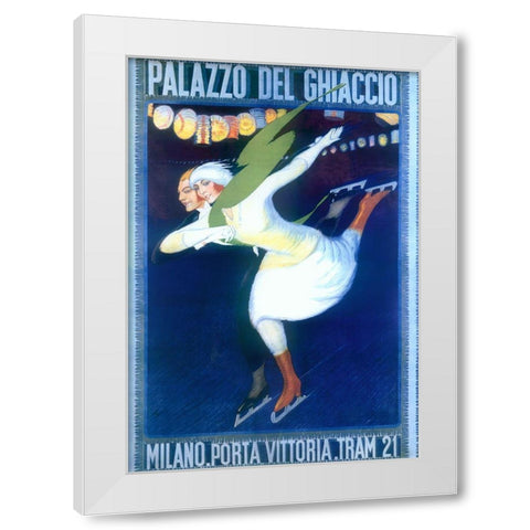 Ice Skating White Modern Wood Framed Art Print by Vintage Apple Collection