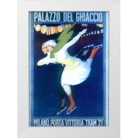 Ice Skating White Modern Wood Framed Art Print by Vintage Apple Collection