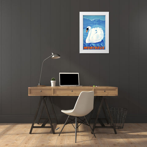 Montreaux White Modern Wood Framed Art Print by Vintage Apple Collection