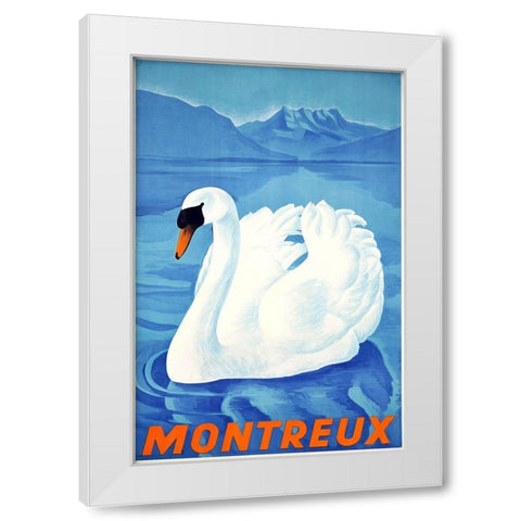 Montreaux White Modern Wood Framed Art Print by Vintage Apple Collection