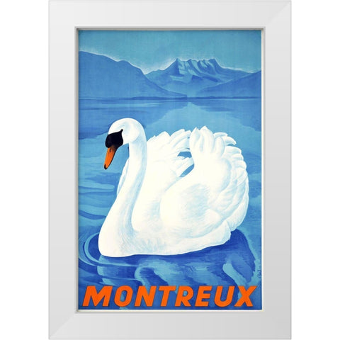 Montreaux White Modern Wood Framed Art Print by Vintage Apple Collection