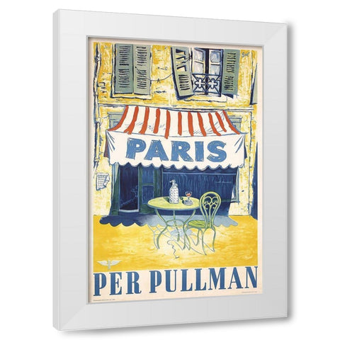 Paris Cafe White Modern Wood Framed Art Print by Vintage Apple Collection