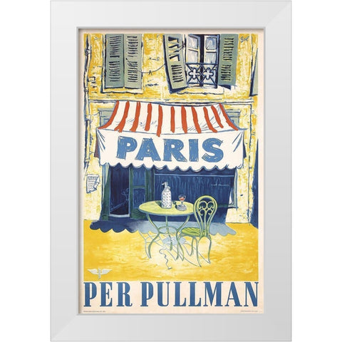 Paris Cafe White Modern Wood Framed Art Print by Vintage Apple Collection