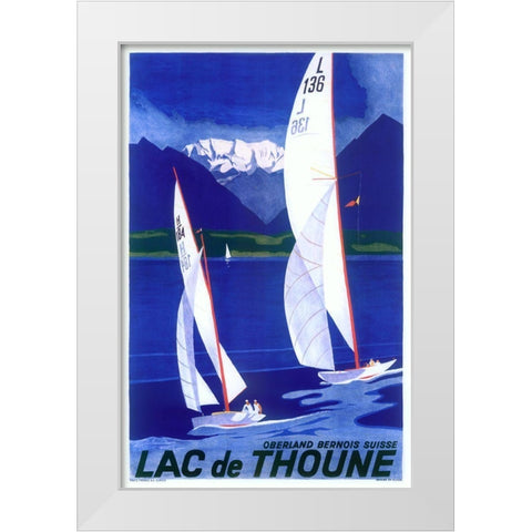 Sailboats I White Modern Wood Framed Art Print by Vintage Apple Collection