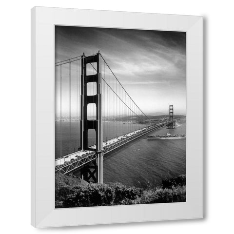 San Francisco Bridge White Modern Wood Framed Art Print by Vintage Apple Collection