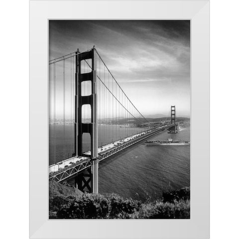 San Francisco Bridge White Modern Wood Framed Art Print by Vintage Apple Collection