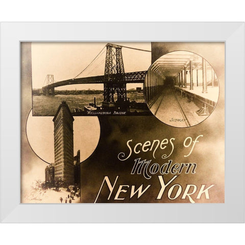 Scenes from NY White Modern Wood Framed Art Print by Vintage Apple Collection