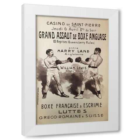 Vintage Boxing White Modern Wood Framed Art Print by Vintage Apple Collection