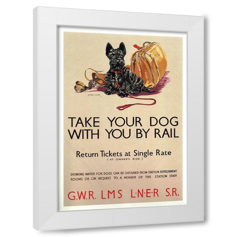 doggyrail White Modern Wood Framed Art Print by Vintage Apple Collection