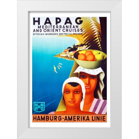 hapag_fruit_bowl White Modern Wood Framed Art Print by Vintage Apple Collection