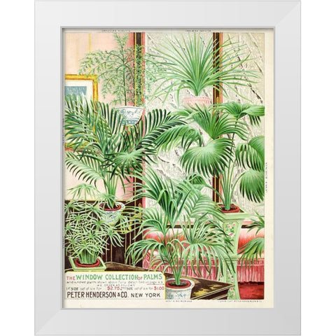 palms White Modern Wood Framed Art Print by Vintage Apple Collection