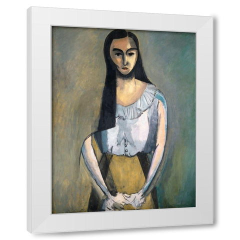 Italian Woman White Modern Wood Framed Art Print by Vintage Apple Collection