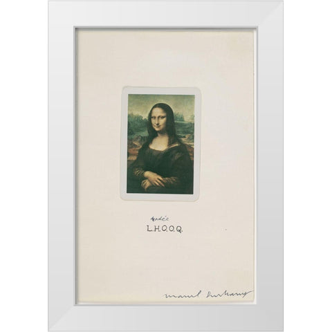 Marcel Duchamp - L.H.O.O.Q. Shaved White Modern Wood Framed Art Print by Vintage Apple Collection