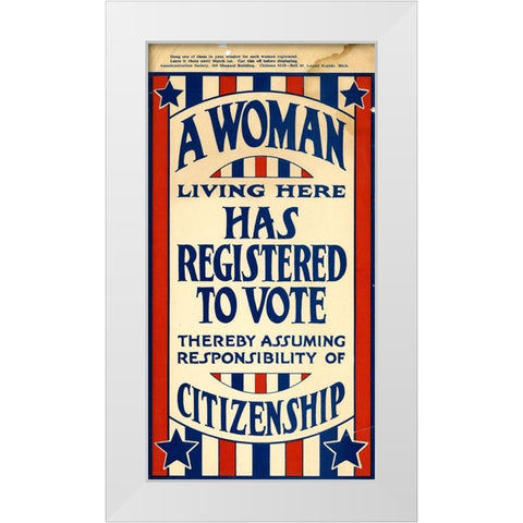 Woman Vote White Modern Wood Framed Art Print by Vintage Apple Collection