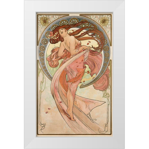 danse_mucha_archival_vers White Modern Wood Framed Art Print by Vintage Apple Collection