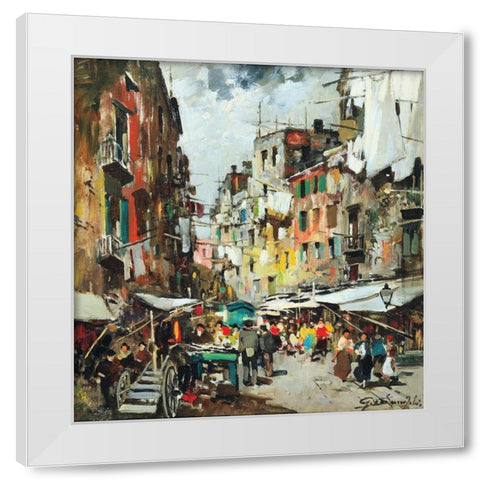 giordano_market_in_naples White Modern Wood Framed Art Print by Vintage Apple Collection