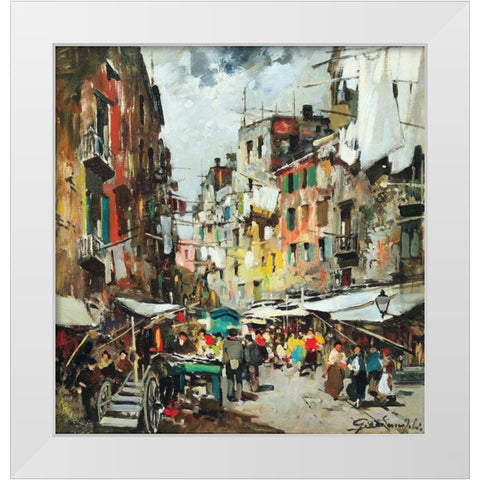 giordano_market_in_naples White Modern Wood Framed Art Print by Vintage Apple Collection