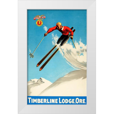 Timeberline Lodge White Modern Wood Framed Art Print by Vintage Apple Collection