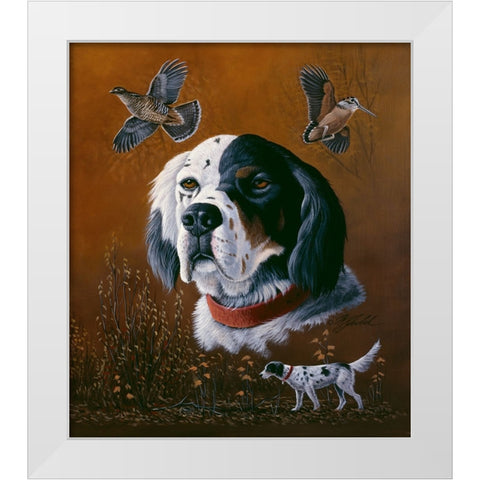 English Setter White Modern Wood Framed Art Print by Goebel, Wilhelm