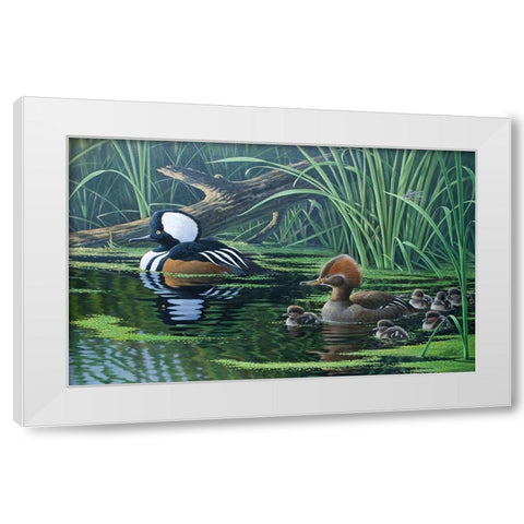 Merganser White Modern Wood Framed Art Print by Goebel, Wilhelm