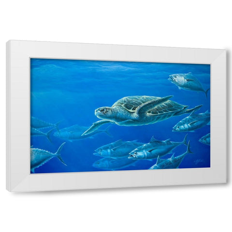 Sea Turtle White Modern Wood Framed Art Print by Goebel, Wilhelm