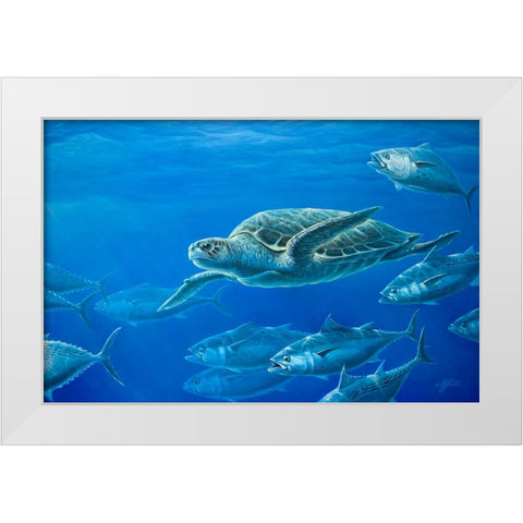 Sea Turtle White Modern Wood Framed Art Print by Goebel, Wilhelm