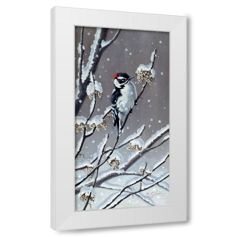 Winter Berries White Modern Wood Framed Art Print by Goebel, Wilhelm
