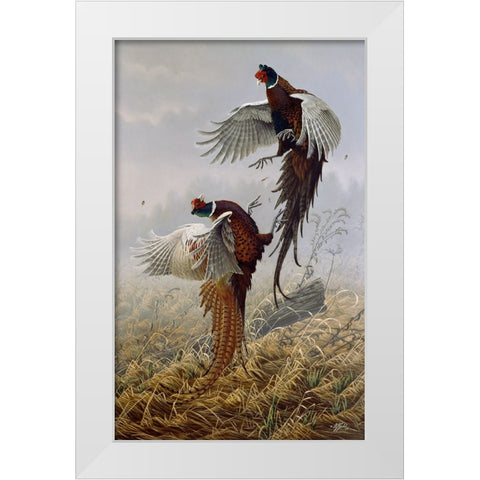 Ringneck Rivalry White Modern Wood Framed Art Print by Goebel, Wilhelm